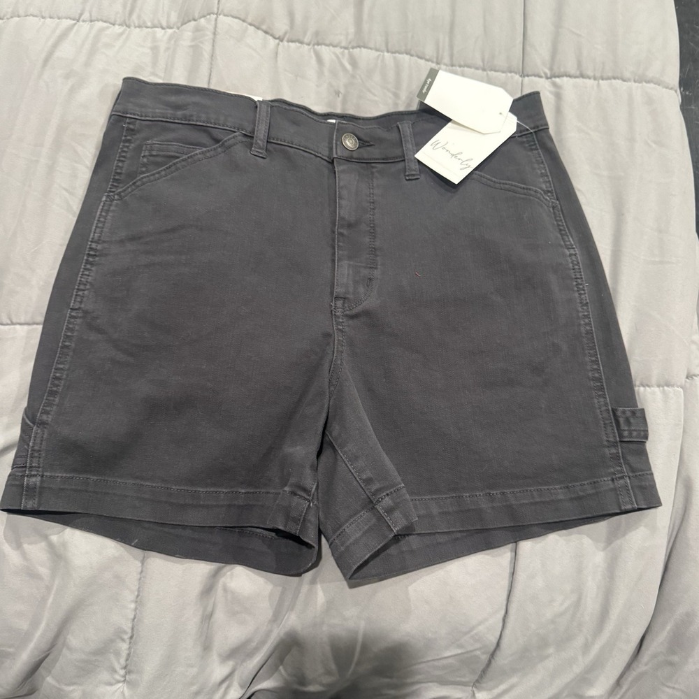Wonderly Women's High Rise Denim Shorts Size 8 Gray Jean Pockets Stretch NWT